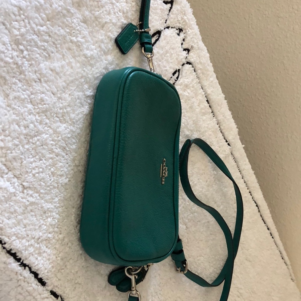 Coach turquoise leather crossbody